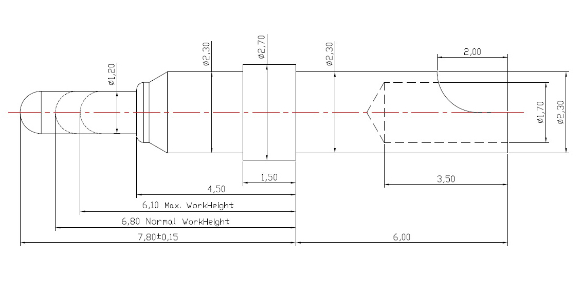 solder cup pogo pin drawing
