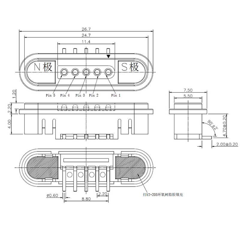 magnetic connector 5pin