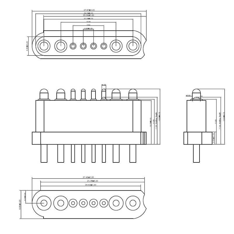 High Current Pogo Pin Connector NC4678-08PA High Current Pogo Pin Connector