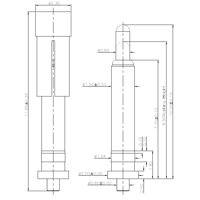 Though hole POGO PIN-NC2212-01R