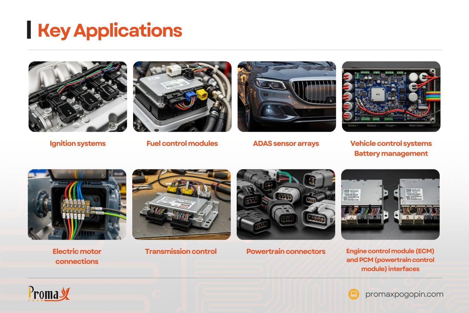 key applications ecu connectors and pins