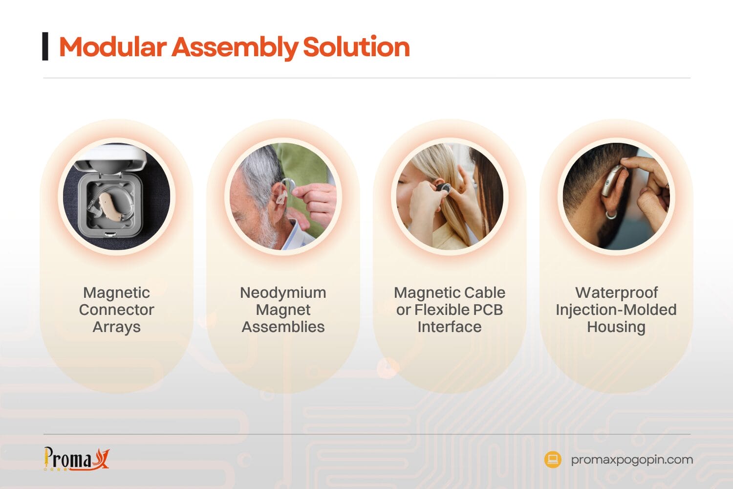 modular assembly solution hearing aid pogo pin